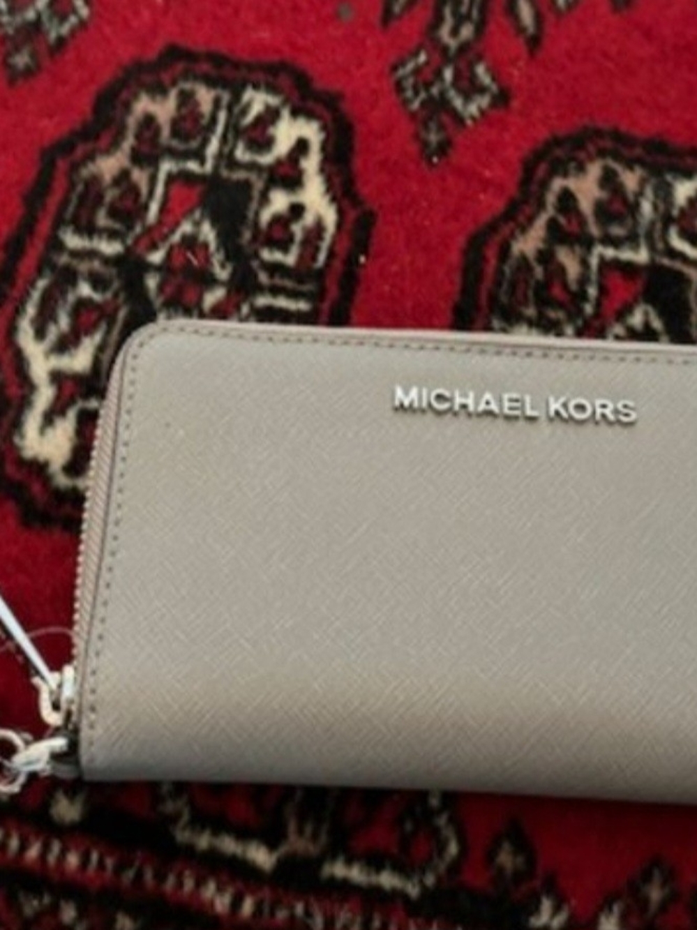 MICHAEL KORS Grey Zip Around Wristlet